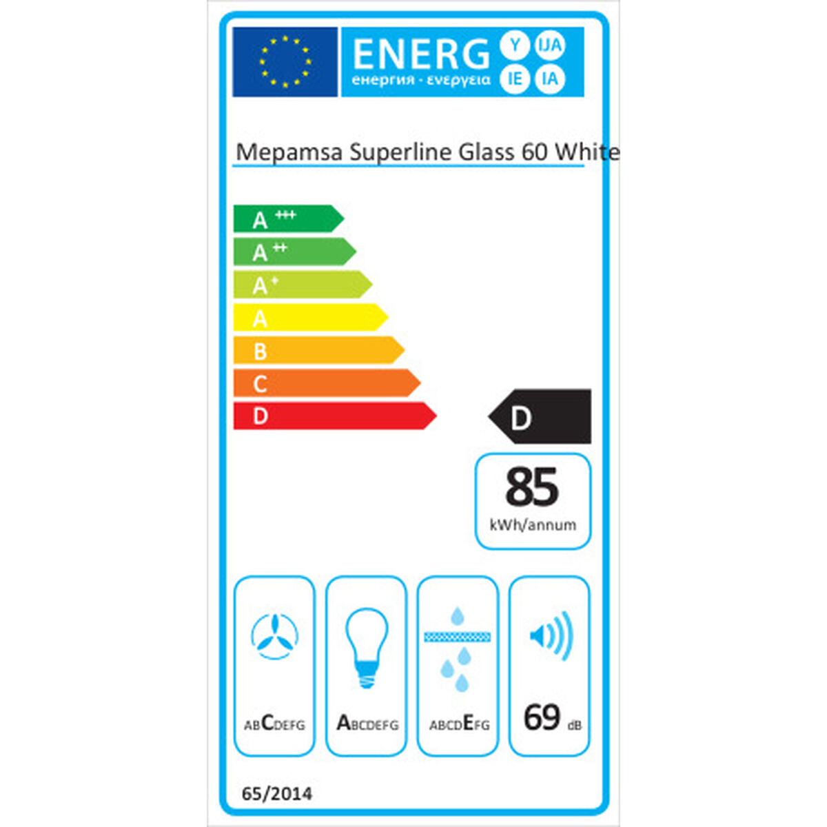 Konventionell fläkt Mepamsa Superline Glass 60 60 cm 415 m3/h 69 dB 140W Vit - 3