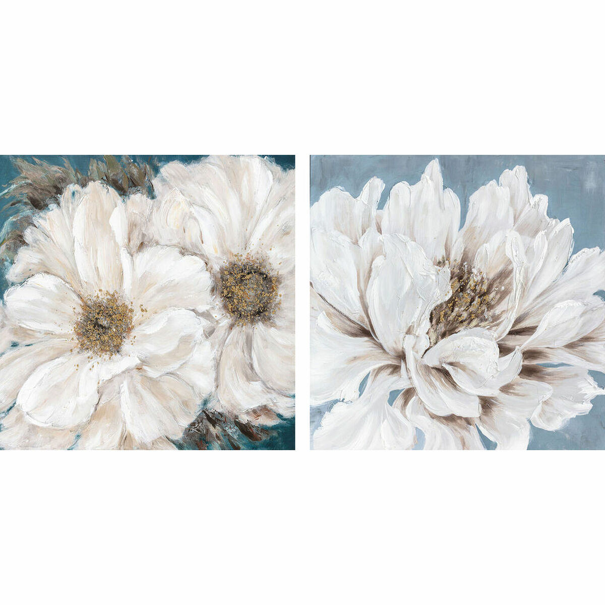 Tavla DKD Home Decor 80 x 2,4 x 80 cm 80 x 3,5 x 80 cm Virágok Romantisk (2 antal) - 5