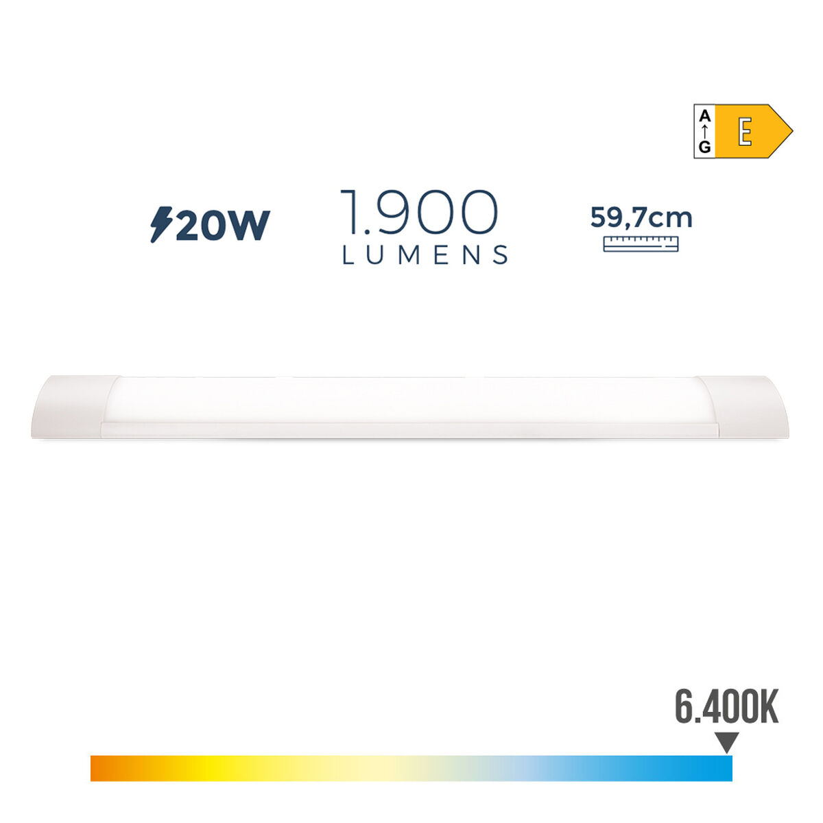LED Tub EDM 31683 Vit A E 20 W 1900 Lm 59,7 x 8 x 3,1 cm (6500 K) (6400 K) - 4