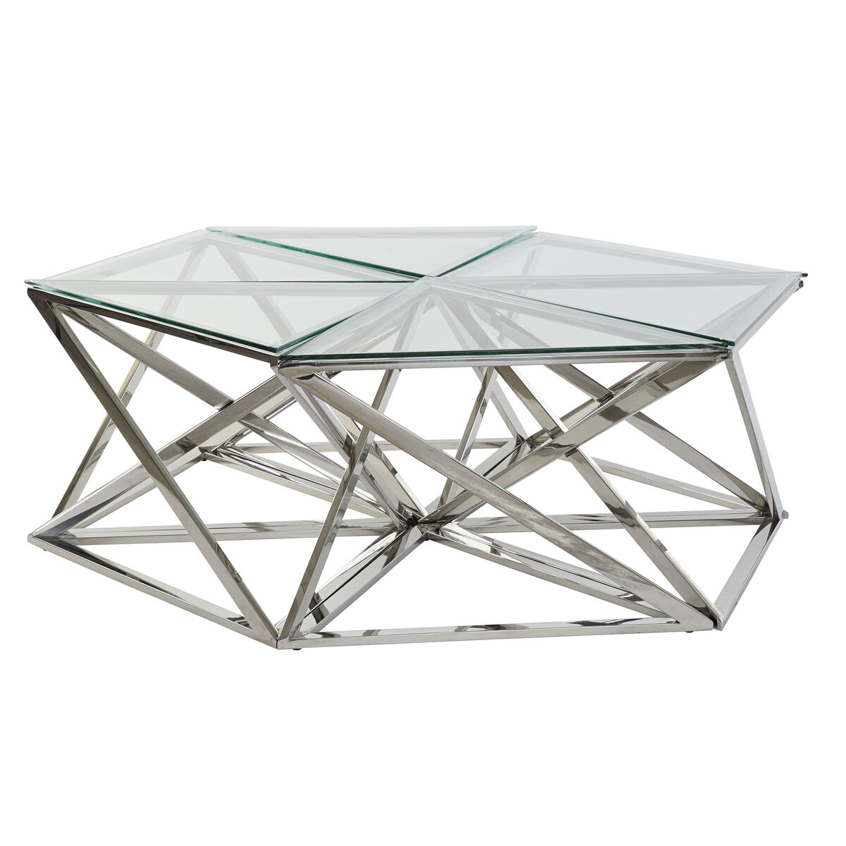 Soffbord DKD Home Decor Silvrig Glas Stål Plast 137,5 x 120,5 x 46 cm