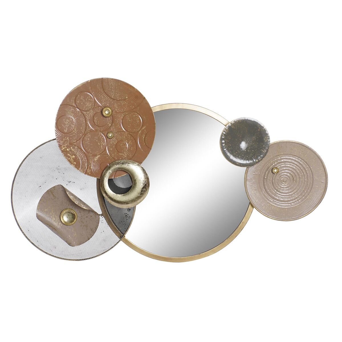 Väggdekoration DKD Home Decor Speglar Grå Gyllene Metall Terrakota n Modern Cirklar (96,5 x 7 x 59 cm) - 4