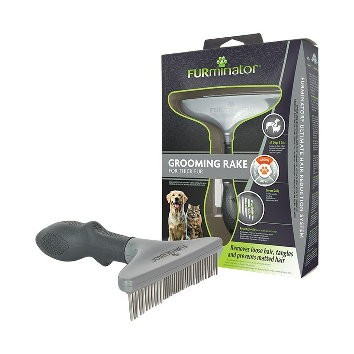 Hundeborste Furminator Tjockt hår Svart Multicolour Transparent - 3
