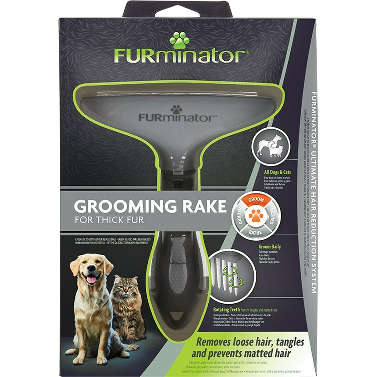 Hundeborste Furminator Tjockt hår Svart Multicolour Transparent - 4