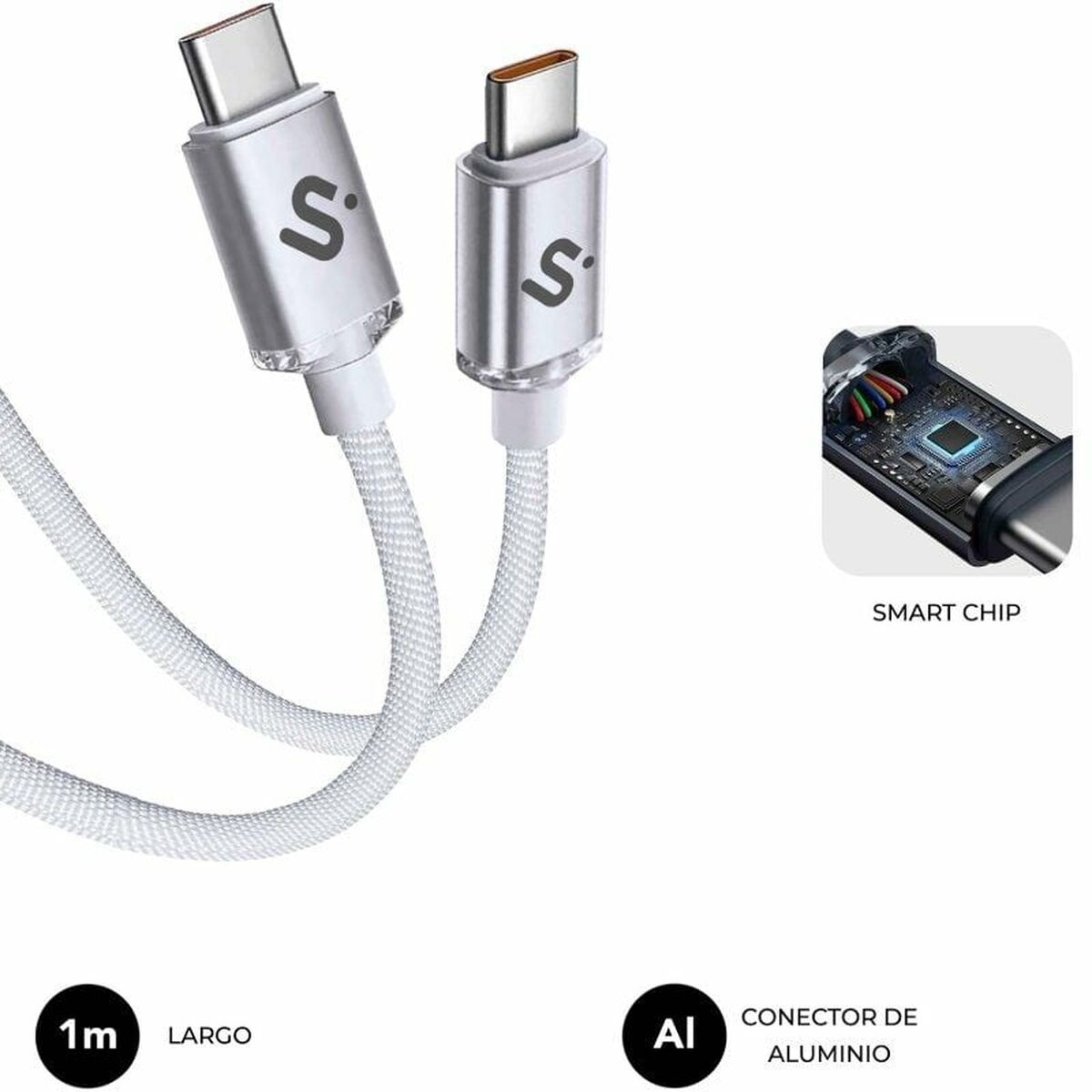 USB-C till USB-C Kabel Subblim SUBCAB-C06010 1 m Vit - 3