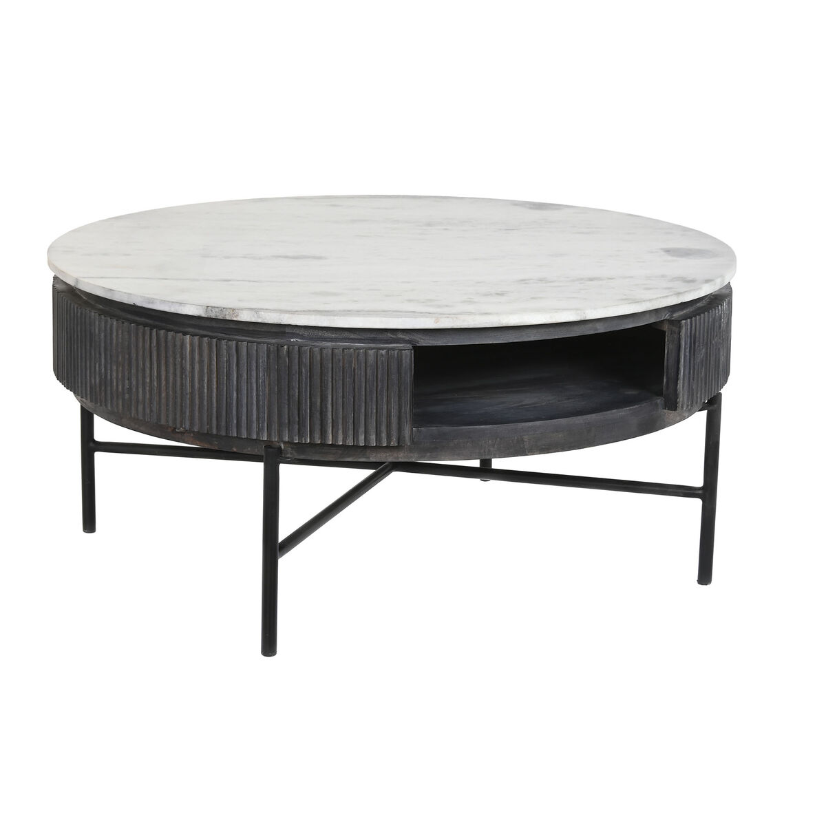 Soffbord DKD Home Decor Marmor Mangoträ (90 x 90 x 42 cm)