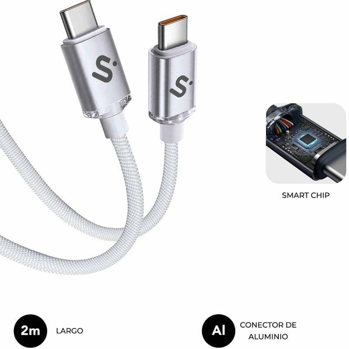 USB-C till USB-C Kabel Subblim SUBCAB-C06011 2 m Vit - 3