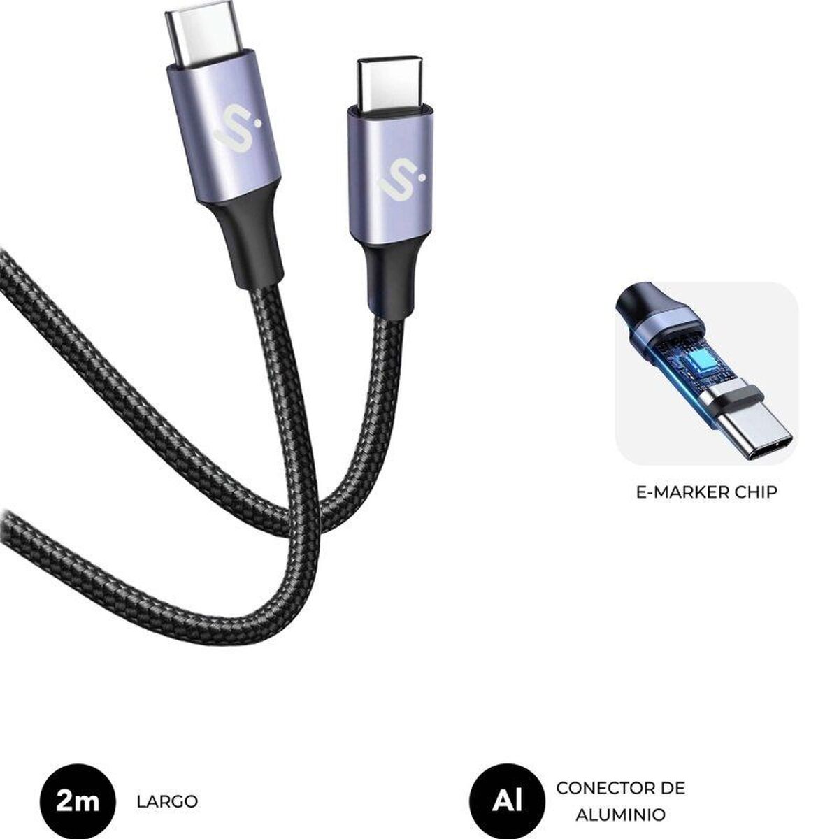 USB-C till USB-C Kabel Subblim SUBCAB-C10001 1 m Svart - 3