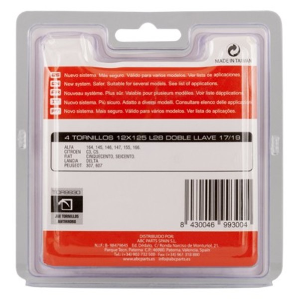 Skruvar mot stöld BC Corona 12X125 L28 17/19 Silver (4 uds) - 2