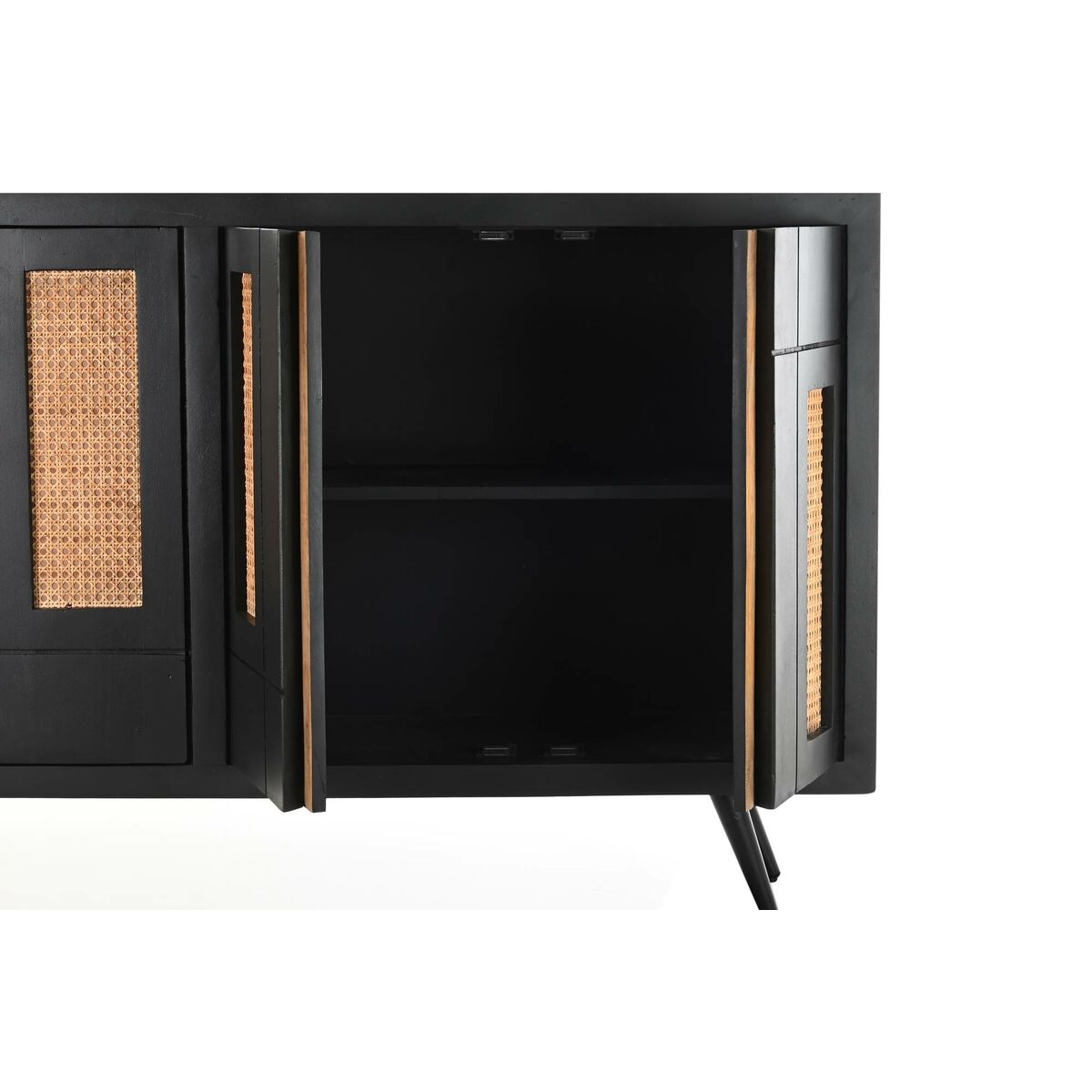 Skänk DKD Home Decor Svart Rattan Mangoträ 160 x 40 x 90 cm - 6