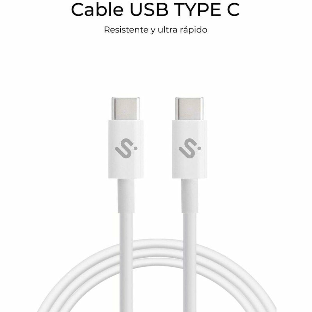 USB-C till USB-C Kabel Subblim SUBCAB-C10010 1 m Vit Svart - 3