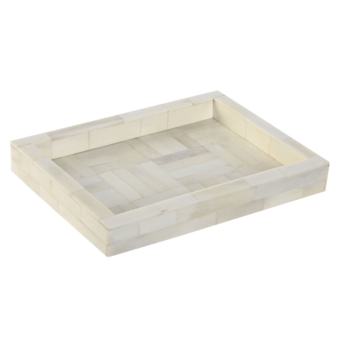 Dekorativ bricka Home ESPRIT Beige Ränder Kolonial
