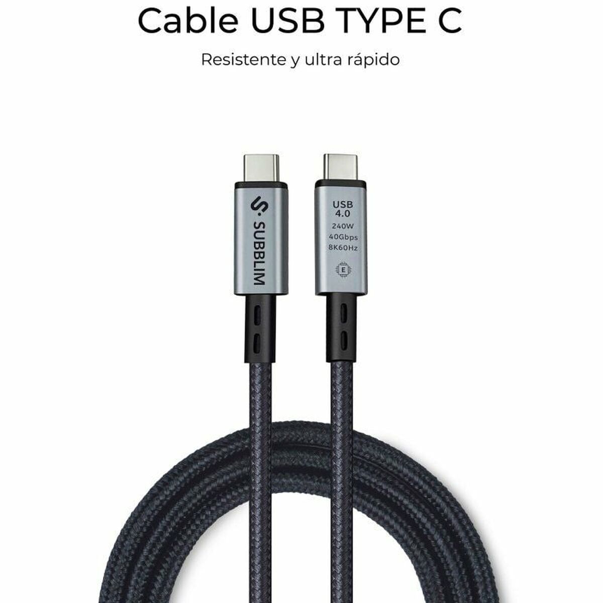 USB-C till USB-C Kabel Subblim SUBCAB-C24010 1,5 m Svart - 3
