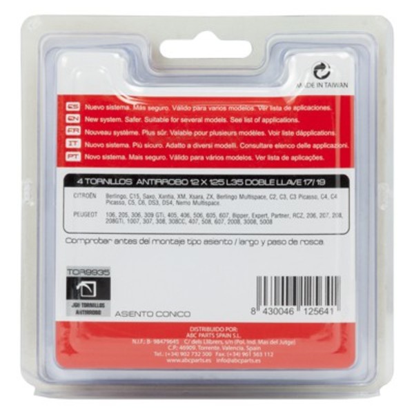 Skruvar mot stöld BC Corona 12X125 L35 17/19 Silver (4 uds) - 2