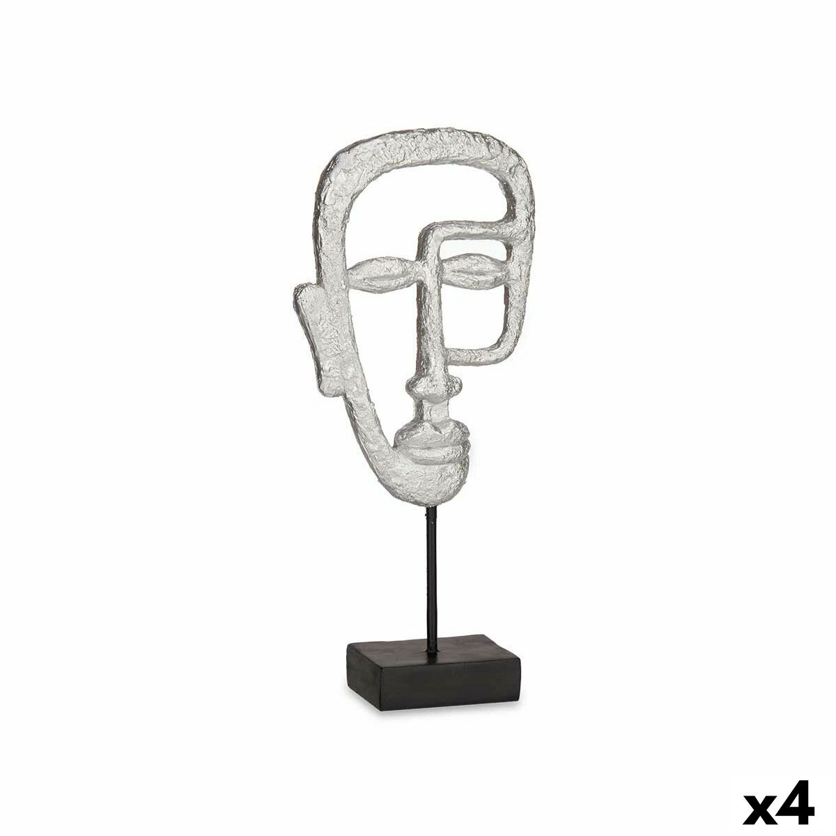 Prydnadsfigur Gift Decor Silvrig Silver Ansikte 19,5 x 38 x 10,5 cm (4 antal)