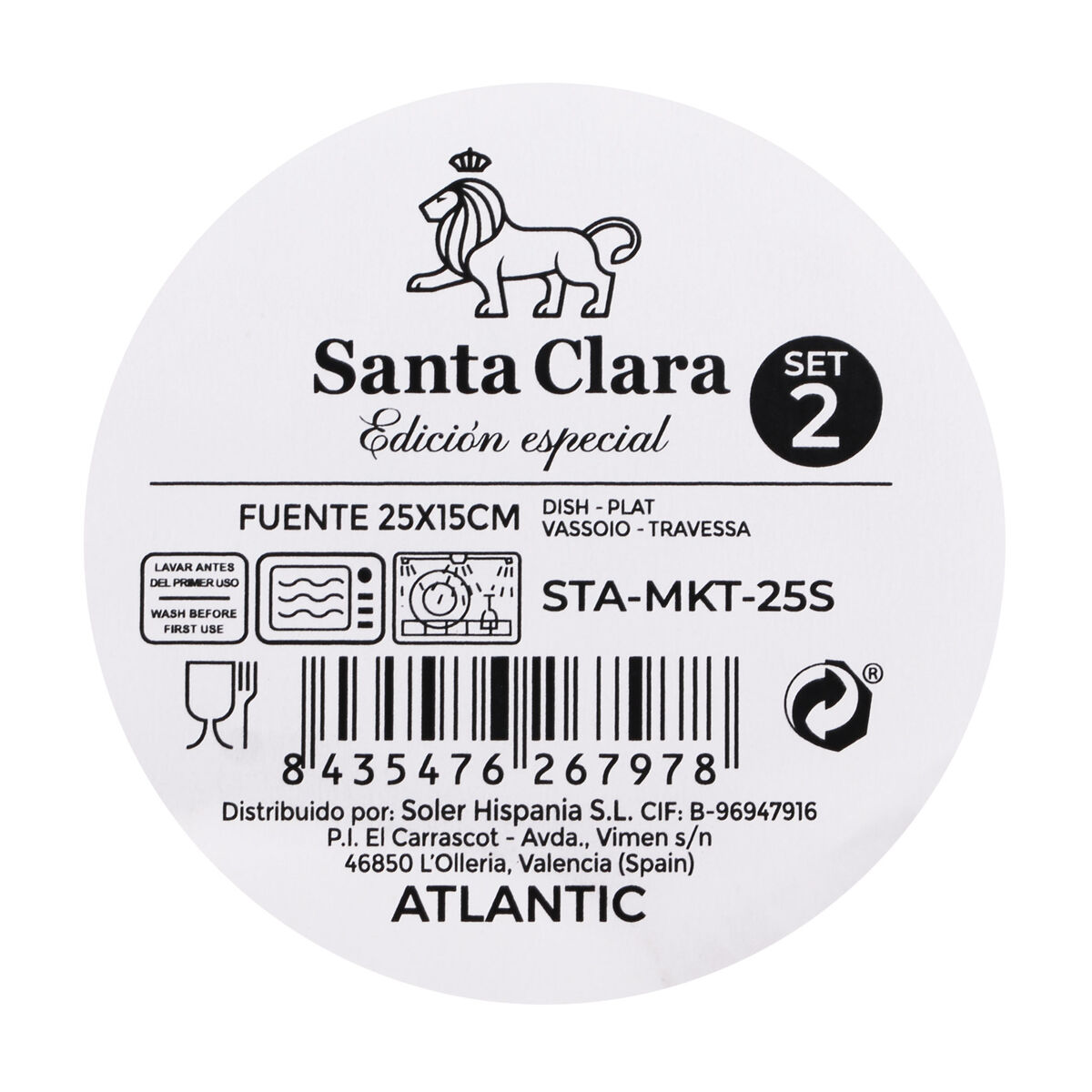 Snacksskål Santa Clara Horus 25 x 15 x 2 cm 2 Delar (2 antal) (4 antal) - 5