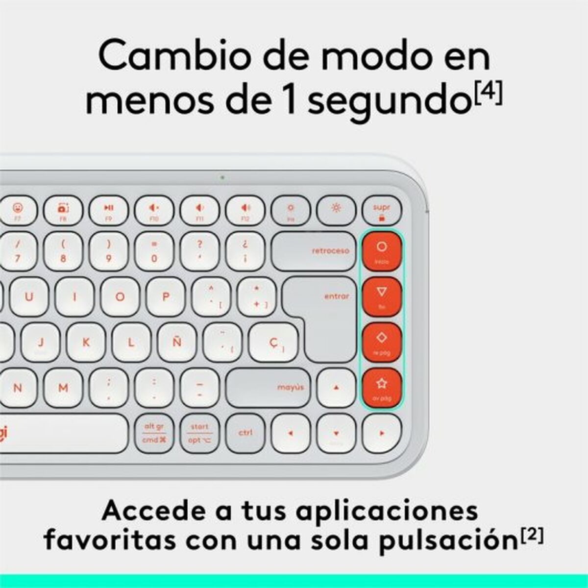 Tangentbord Logitech Pop Icon Vit Qwerty Spanska QWERTY - 5