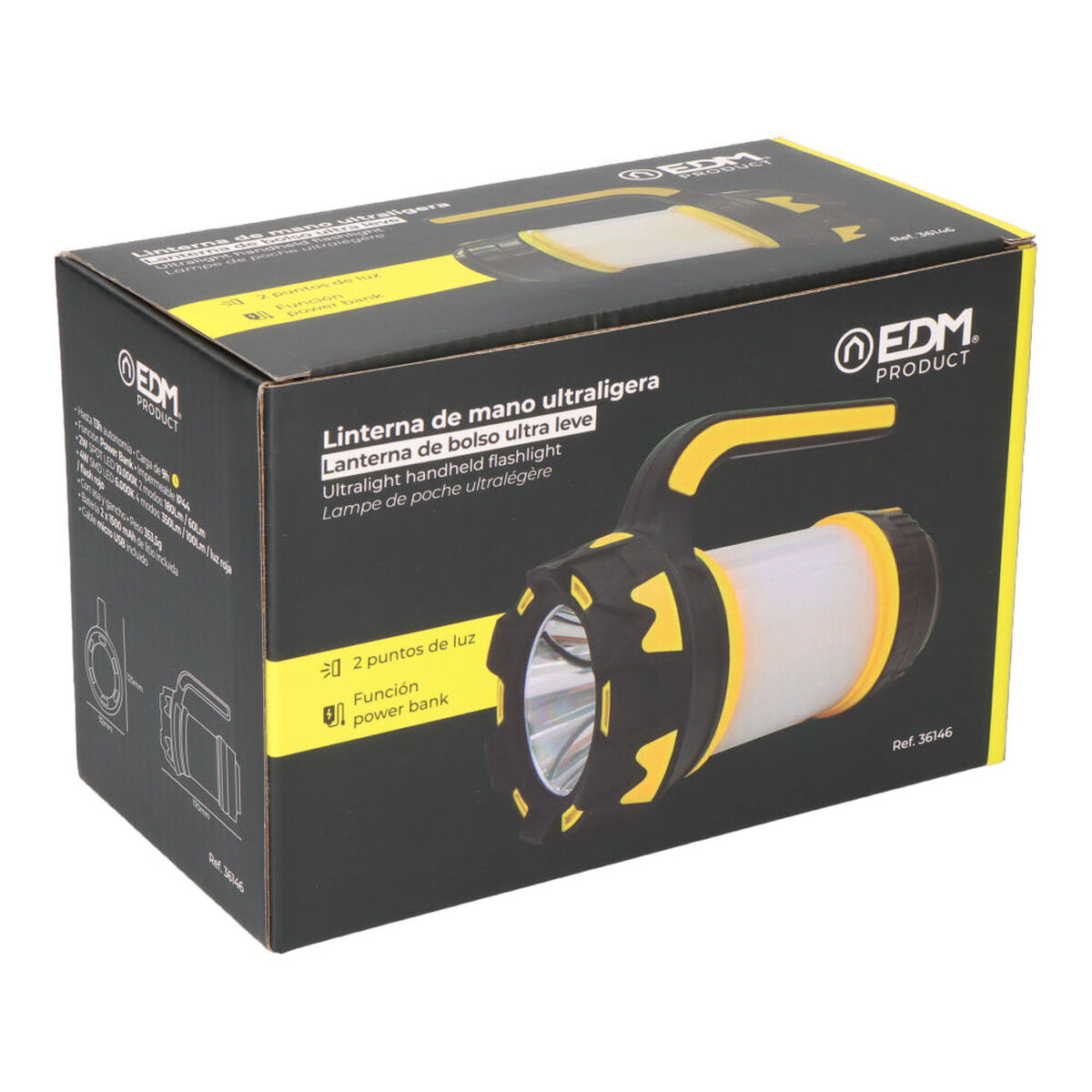 Uppladdningsbar LED-handficklampa EDM 36146 18650 - 8