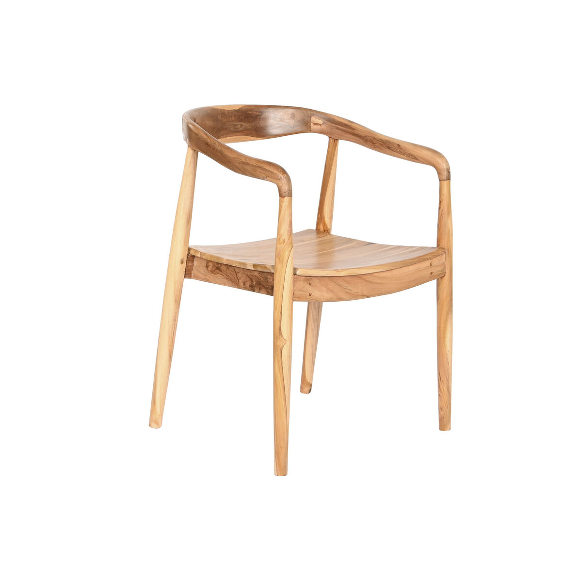 Stol DKD Home Decor Brun Ljusbrun Läder Teak 56 x 51 x 78 cm