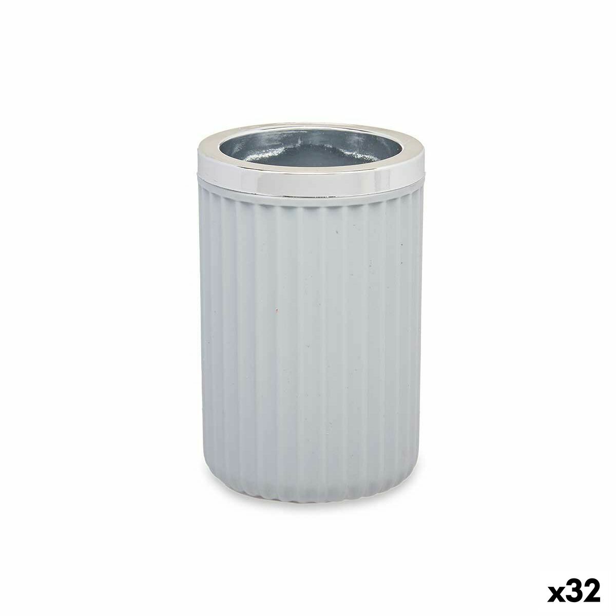 Glas Tandborsthållare Grå Plast 32 antal (7,5 x 11,5 x 7,5 cm) - 4