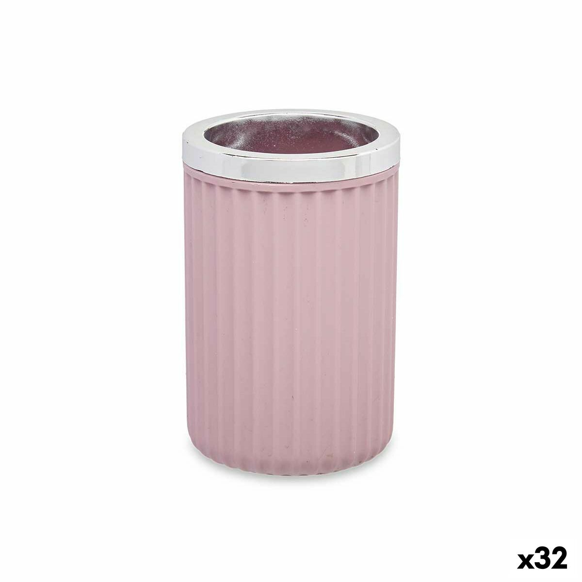 Glas Tandborsthållare Rosa Plast 32 antal (7,5 x 11,5 x 7,5 cm) - 4