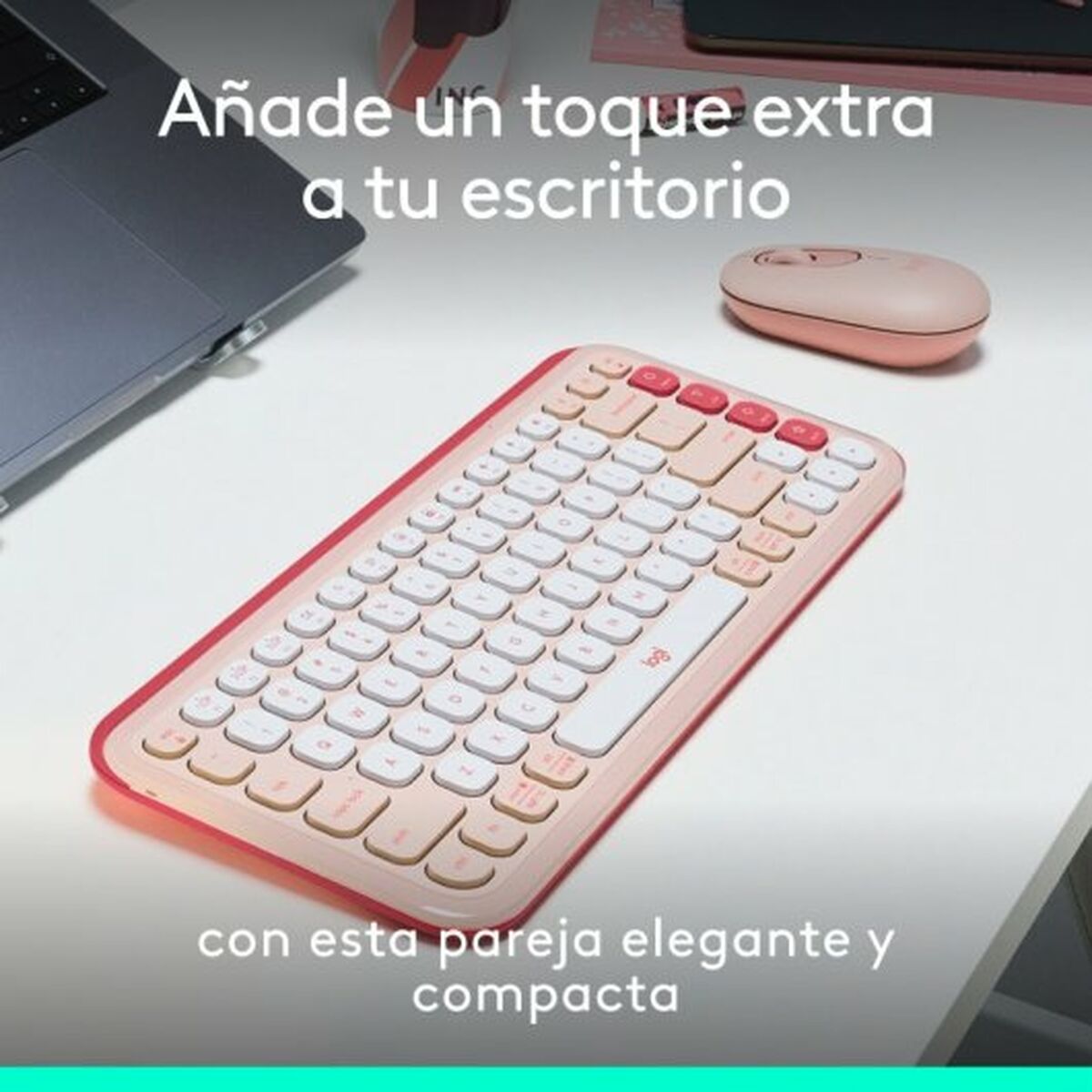 Tangentbord Logitech 920-013120 Rosa Qwerty Spanska QWERTY - 2