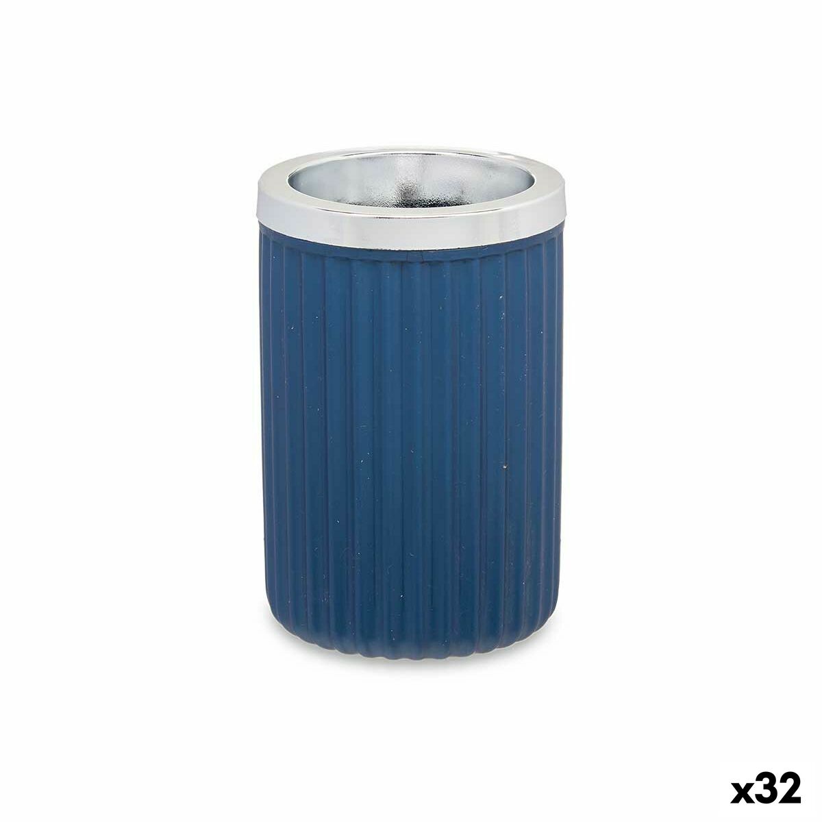 Glas Tandborsthållare Blå Plast 32 antal (7,5 x 11,5 x 7,5 cm) - 4
