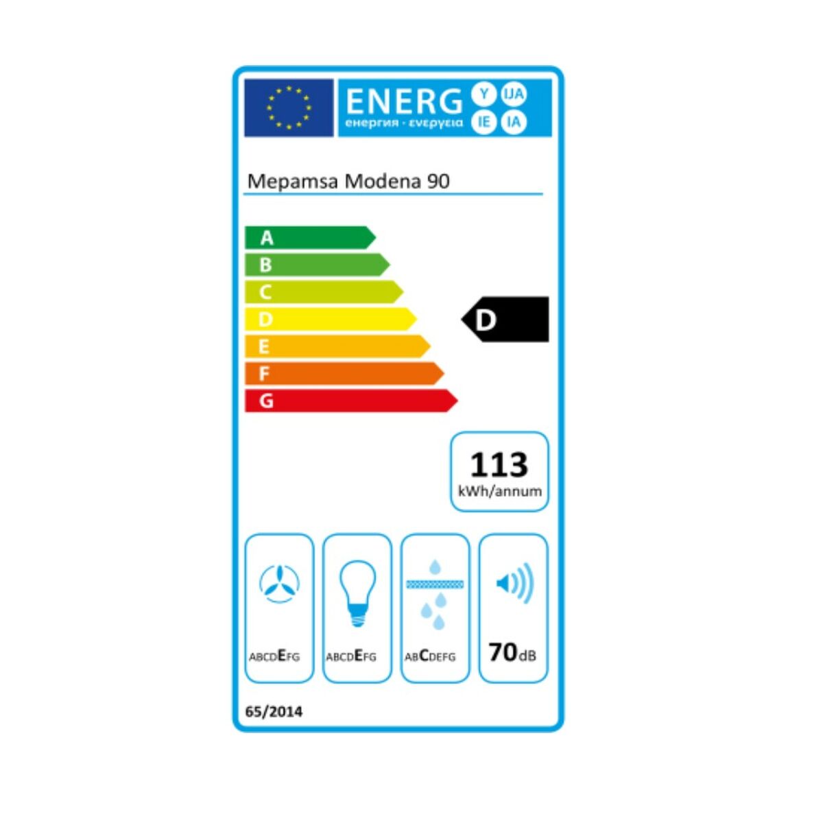 Konventionell fläkt Mepamsa Modena 90 cm Stål 400 m3/h - 2