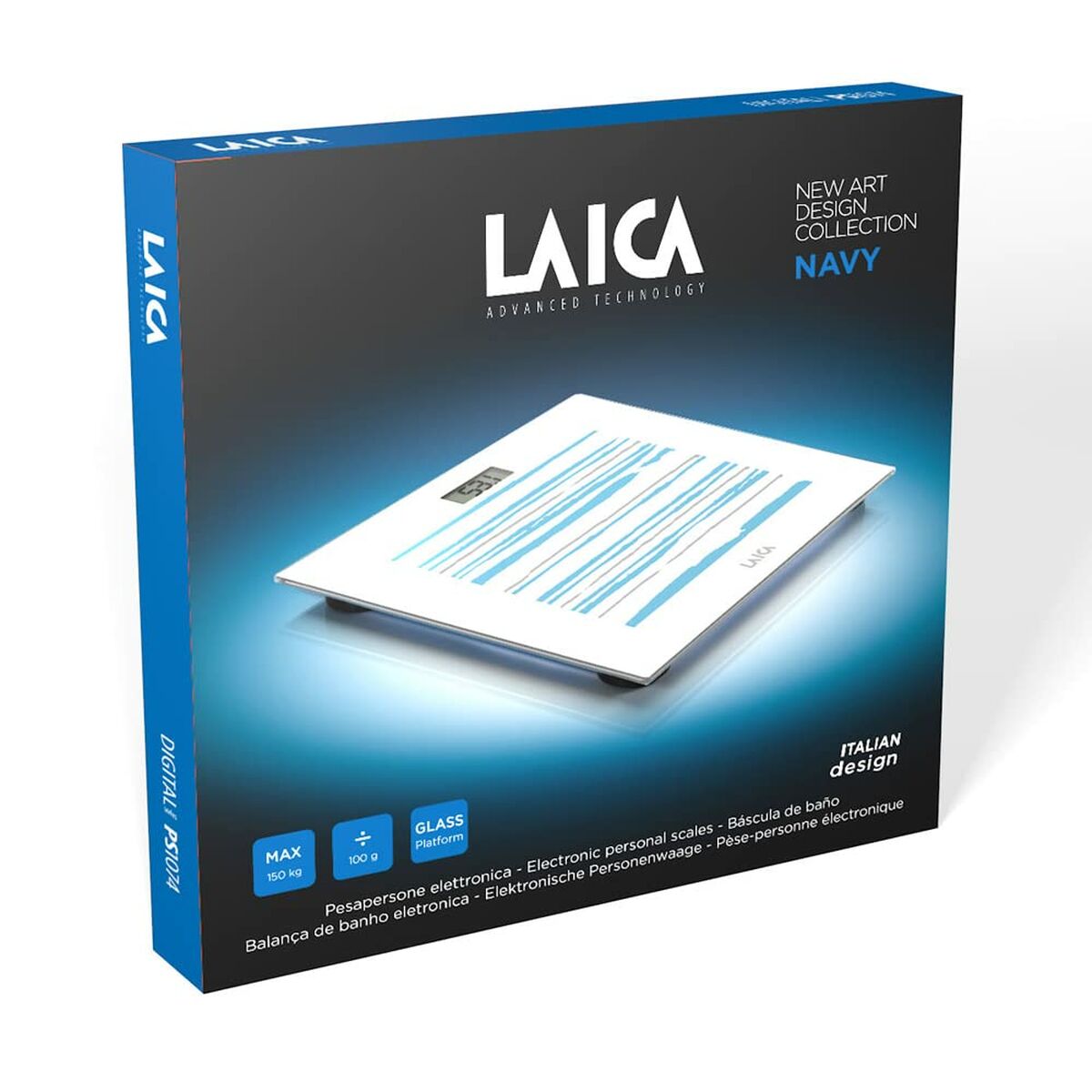 Digital Badrumsvåg LAICA PS1074 Vit Randig Multicolour Härdat glas 150 kg - 3