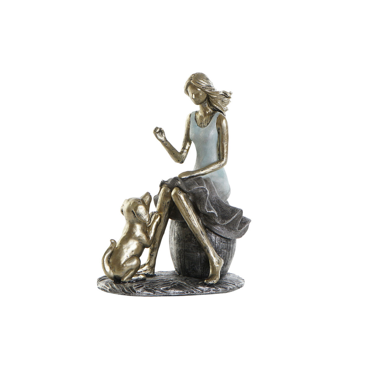 Prydnadsfigur DKD Home Decor Blå Gyllene Kvinna 13 x 8,5 x 17,5 cm - 4