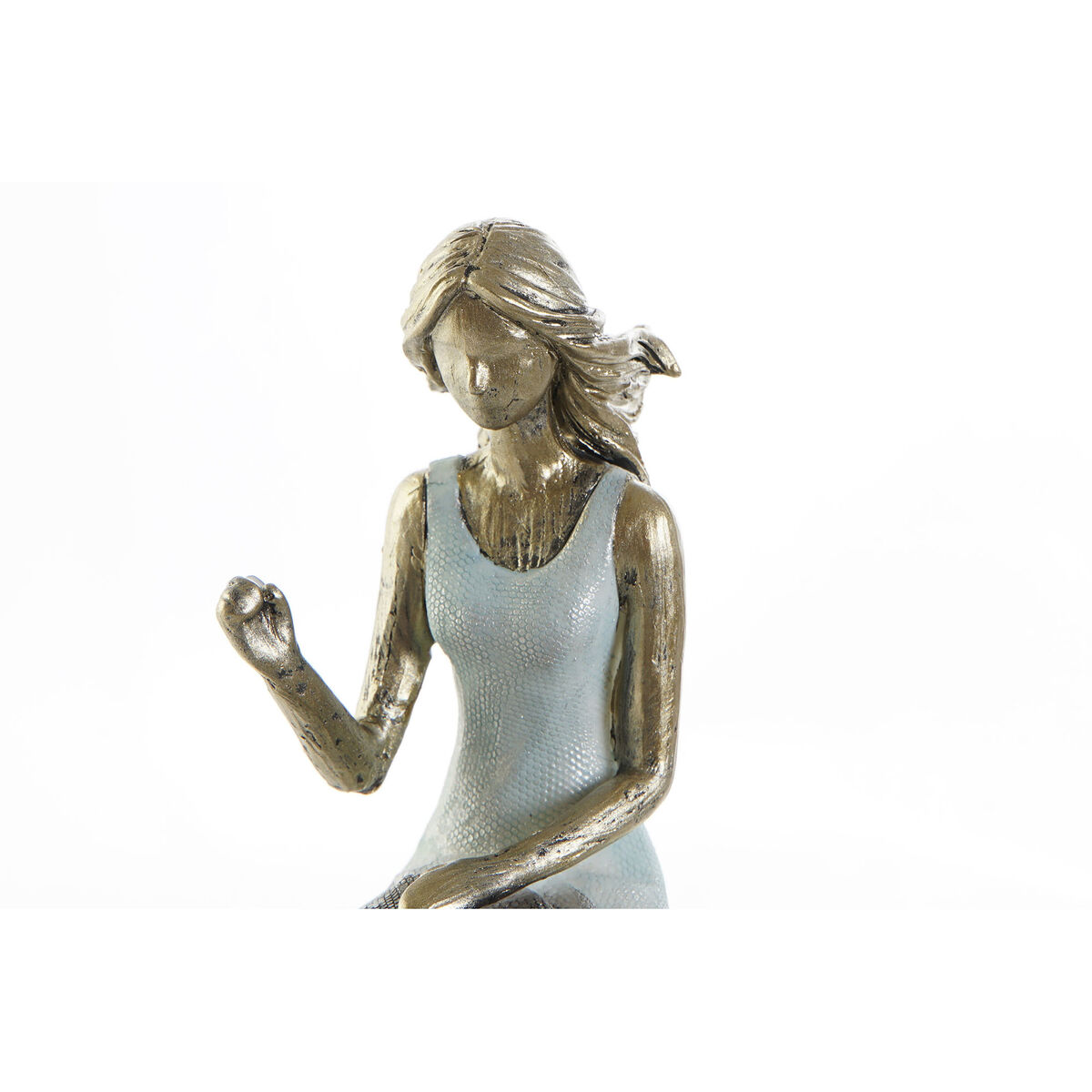 Prydnadsfigur DKD Home Decor Blå Gyllene Kvinna 13 x 8,5 x 17,5 cm - 2