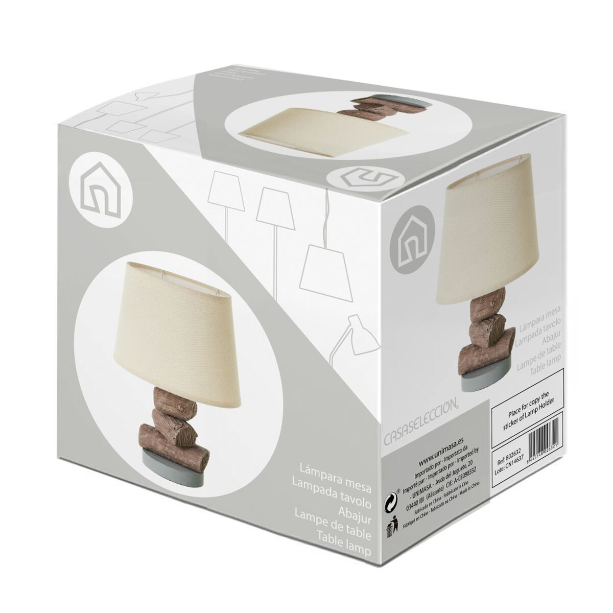 Bordslampa Vit Brun Beige 40 W 220-240 V 26 x 19 x 35 cm - 5