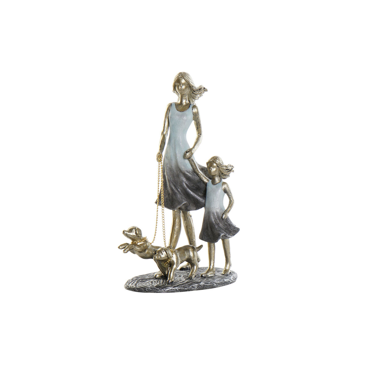 Prydnadsfigur DKD Home Decor 16 x 9,5 x 24 cm Blå Gyllene Familj - 4