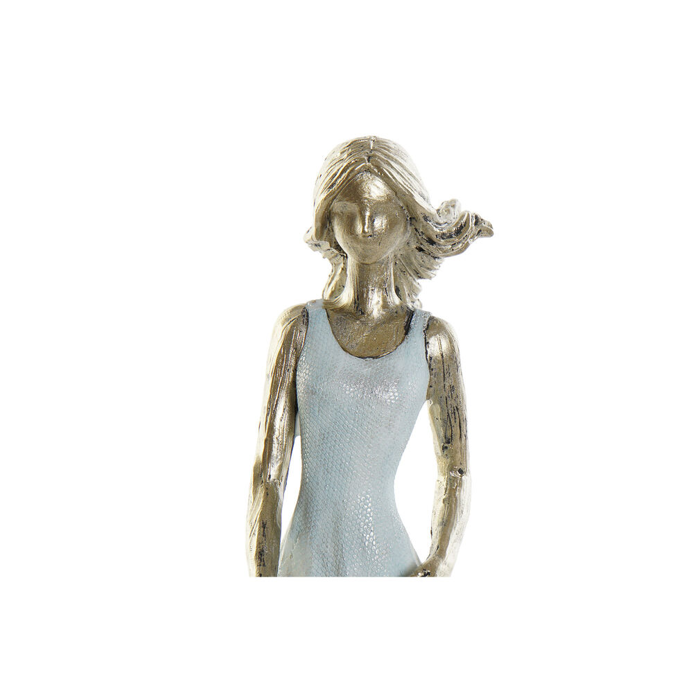 Prydnadsfigur DKD Home Decor 16 x 9,5 x 24 cm Blå Gyllene Familj - 3