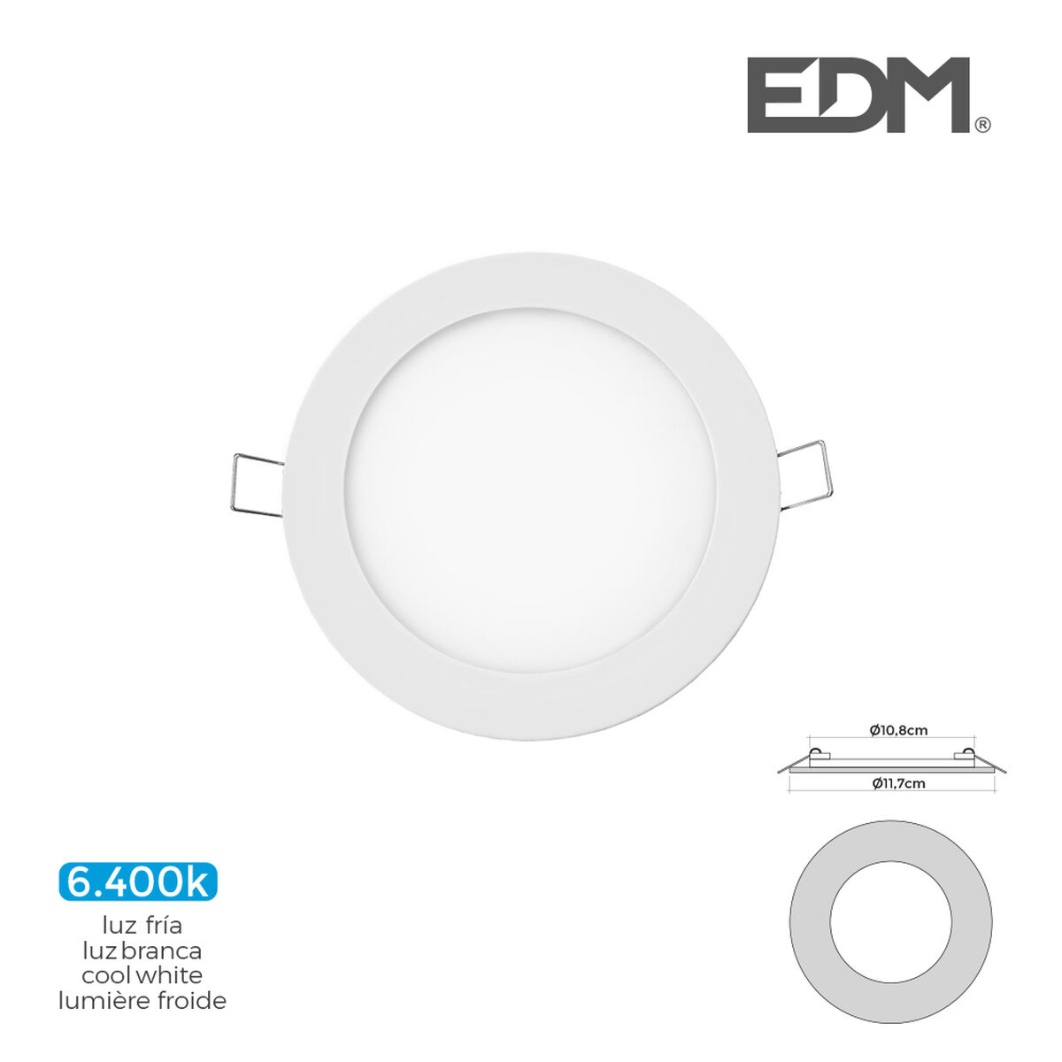Inbyggt spotlight EDM 31601 Downlight A G 6 W 320 Lm (6400 K) - 5
