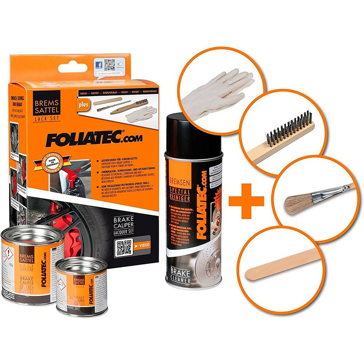 Målarset Foliatec 2160 Svart/Orange Bromsok 3 Delar (Renoverade A) - 3