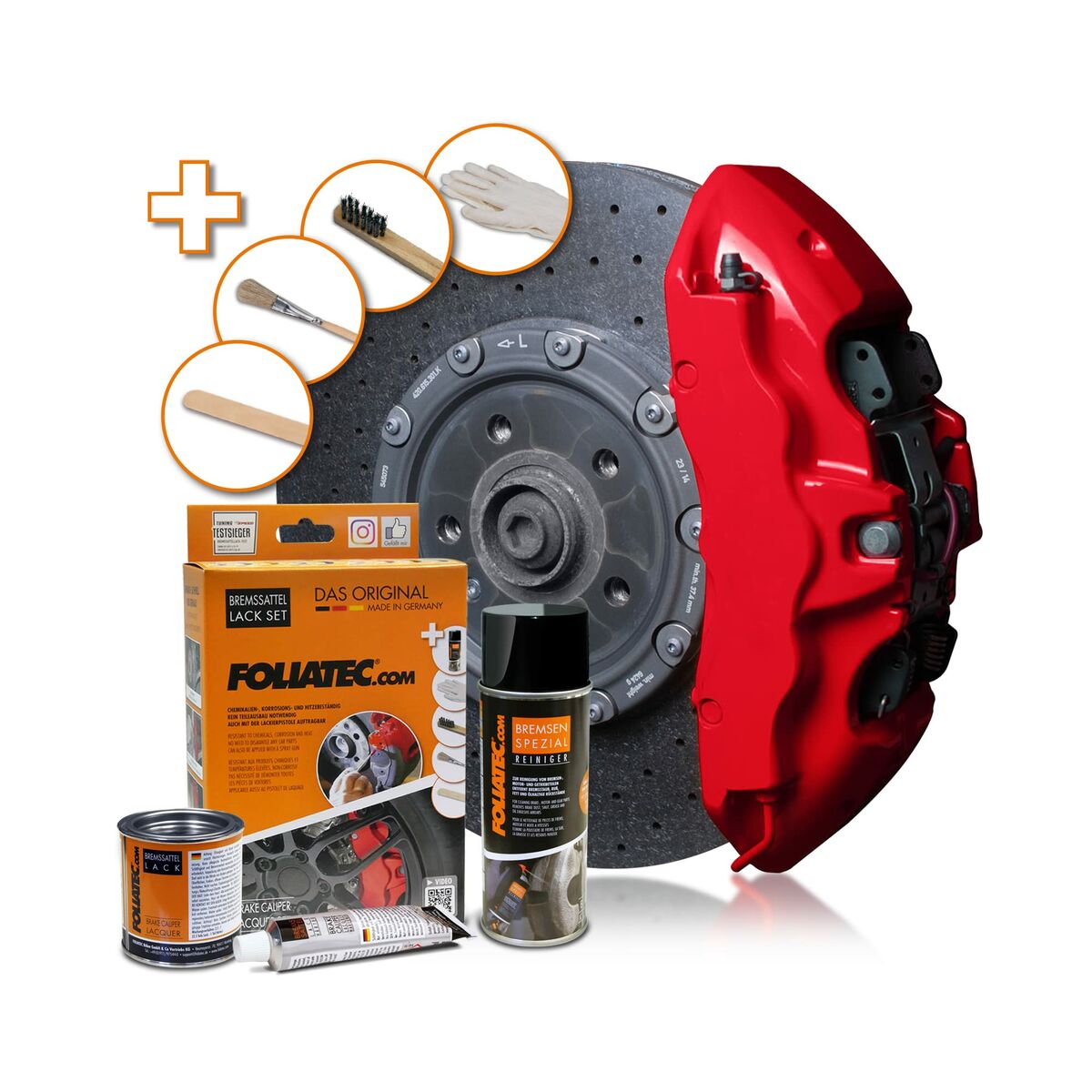 Målarset Foliatec 2160 Svart/Orange Bromsok 3 Delar (Renoverade A) - 2