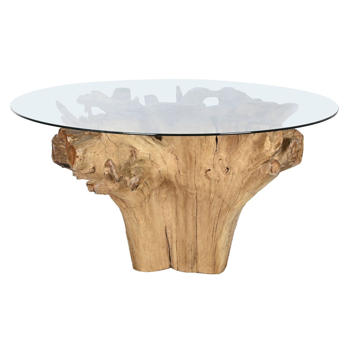 Matsalsbord Home ESPRIT Naturell Trä Härdat glas 160 x 160 x 76 cm