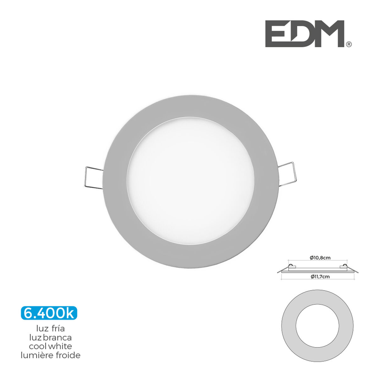 Inbyggt spotlight EDM 31603 Downlight A G 6 W 320 Lm (6400 K) - 5