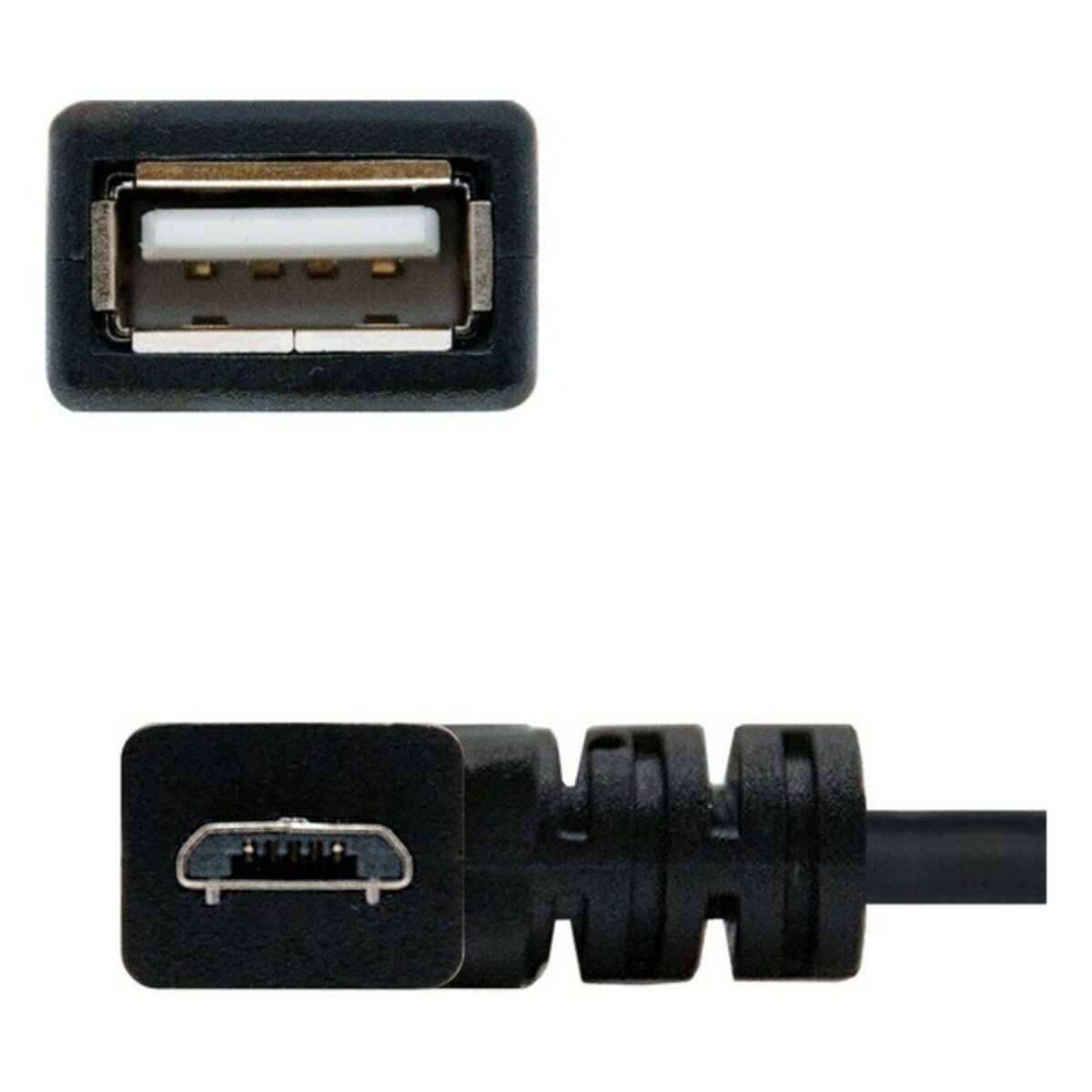 USB 2.0 A till USB B Kabel NANOCABLE CABLE USB 2.0 OTG ACODADO, TIPO MICRO B/M-A/H, NEGRO, 15 CM 15 cm Svart Hankontakt/Honkonta - 3