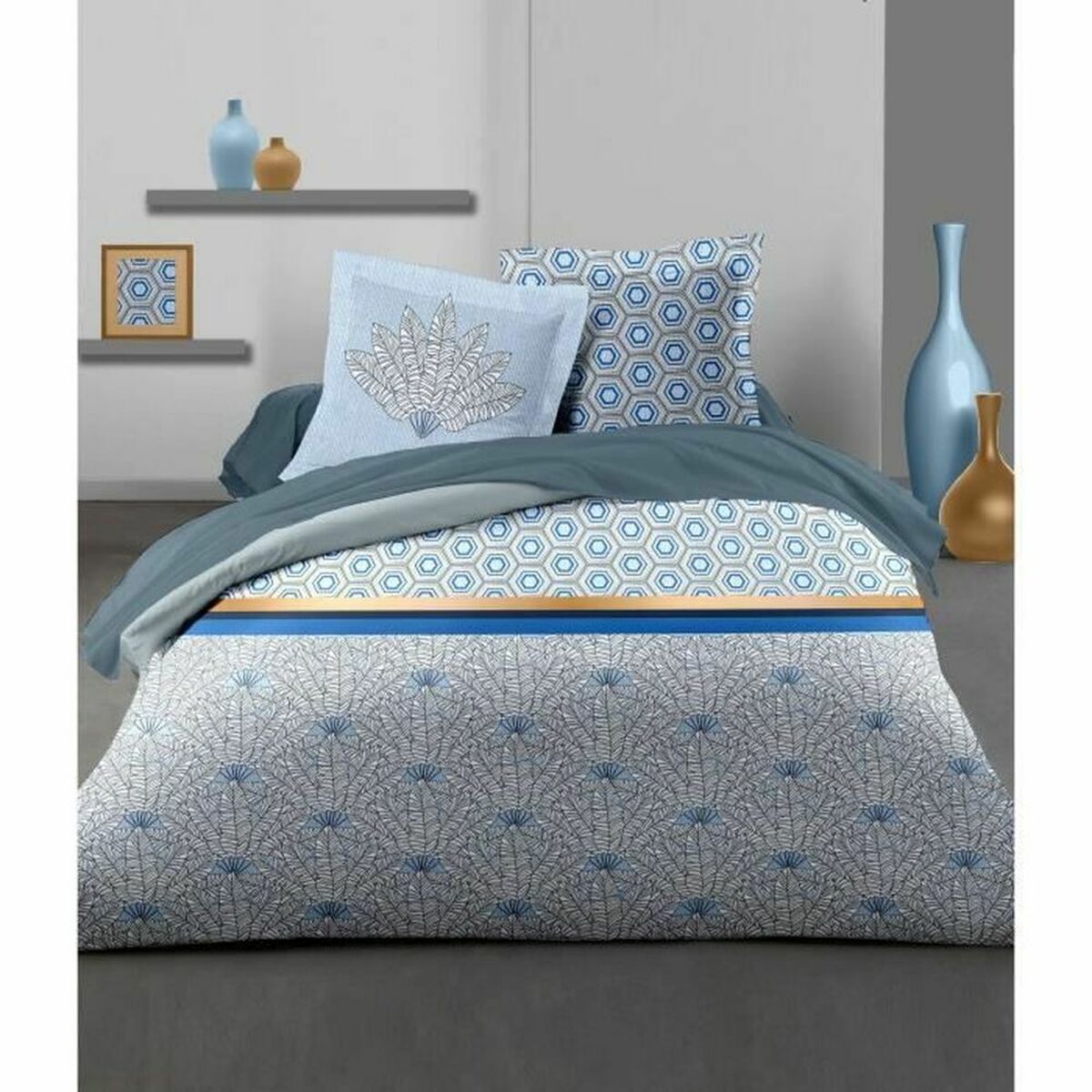 Täckslagsset HOME LINGE PASSION Dubbelsäng 220 x 240 cm Blå - 2