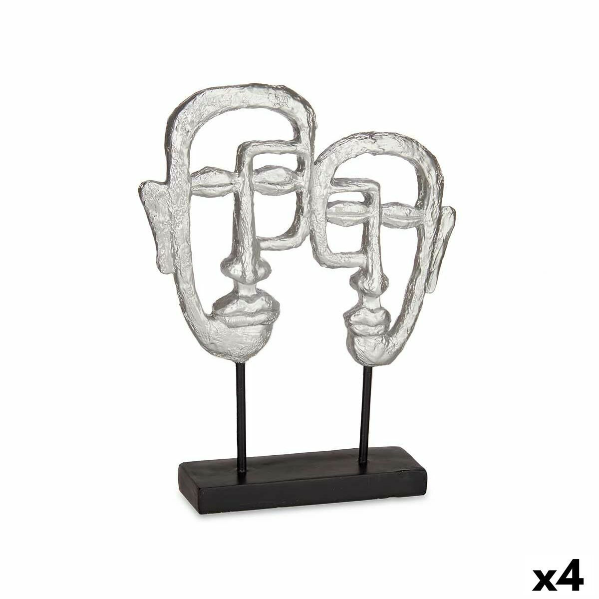 Prydnadsfigur Gift Decor Silvrig Silver Ansikte 27 x 32,5 x 10,5 cm (4 antal) - 4