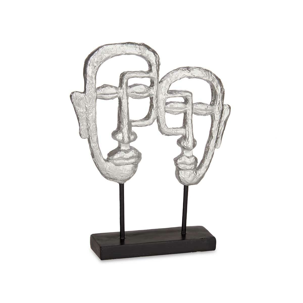 Prydnadsfigur Gift Decor Silvrig Silver Ansikte 27 x 32,5 x 10,5 cm (4 antal) - 5