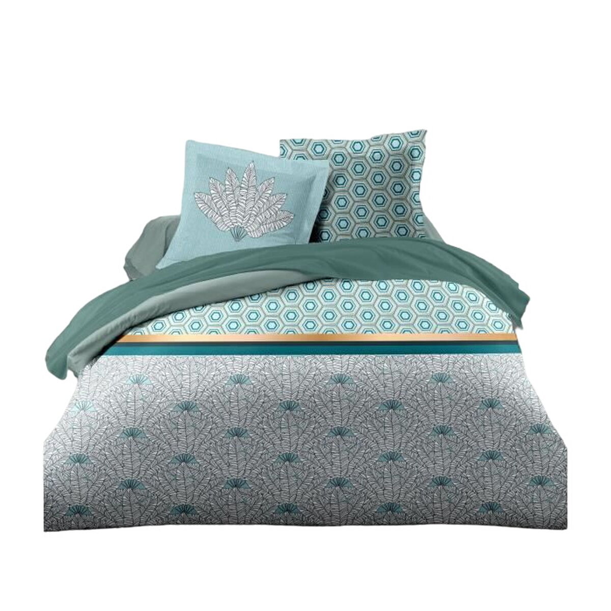 Täckslagsset HOME LINGE PASSION Vit Grön Smaragdgrön Dubbelsäng 240 x 260 cm