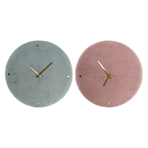 Väggklocka DKD Home Decor Grön Rosa 40,5 x 5,5 x 40,5 cm (2 antal)