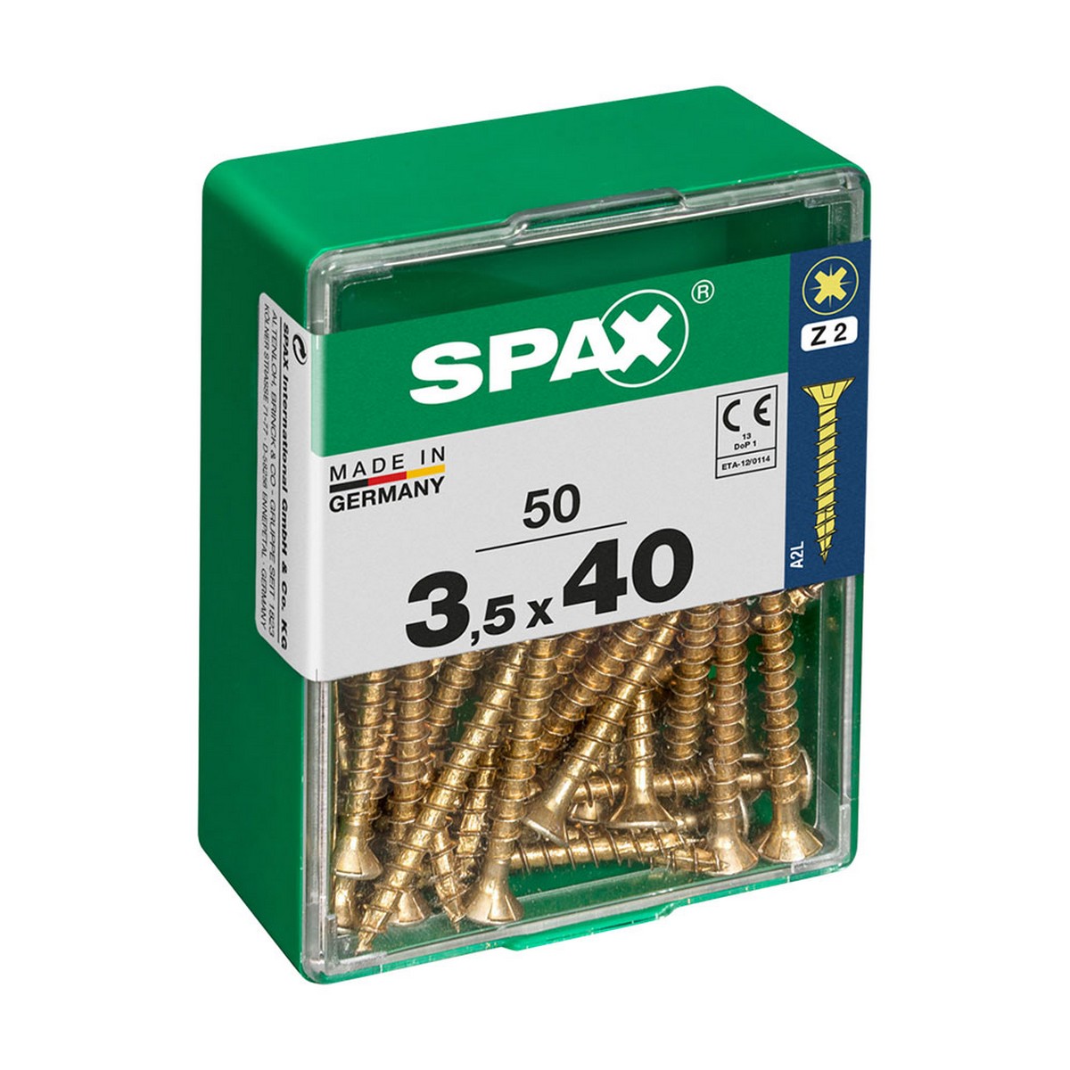 Låda med skruvar SPAX Yellox Trä Platt huvud 50 Delar (3,5 x 40 mm) - 2