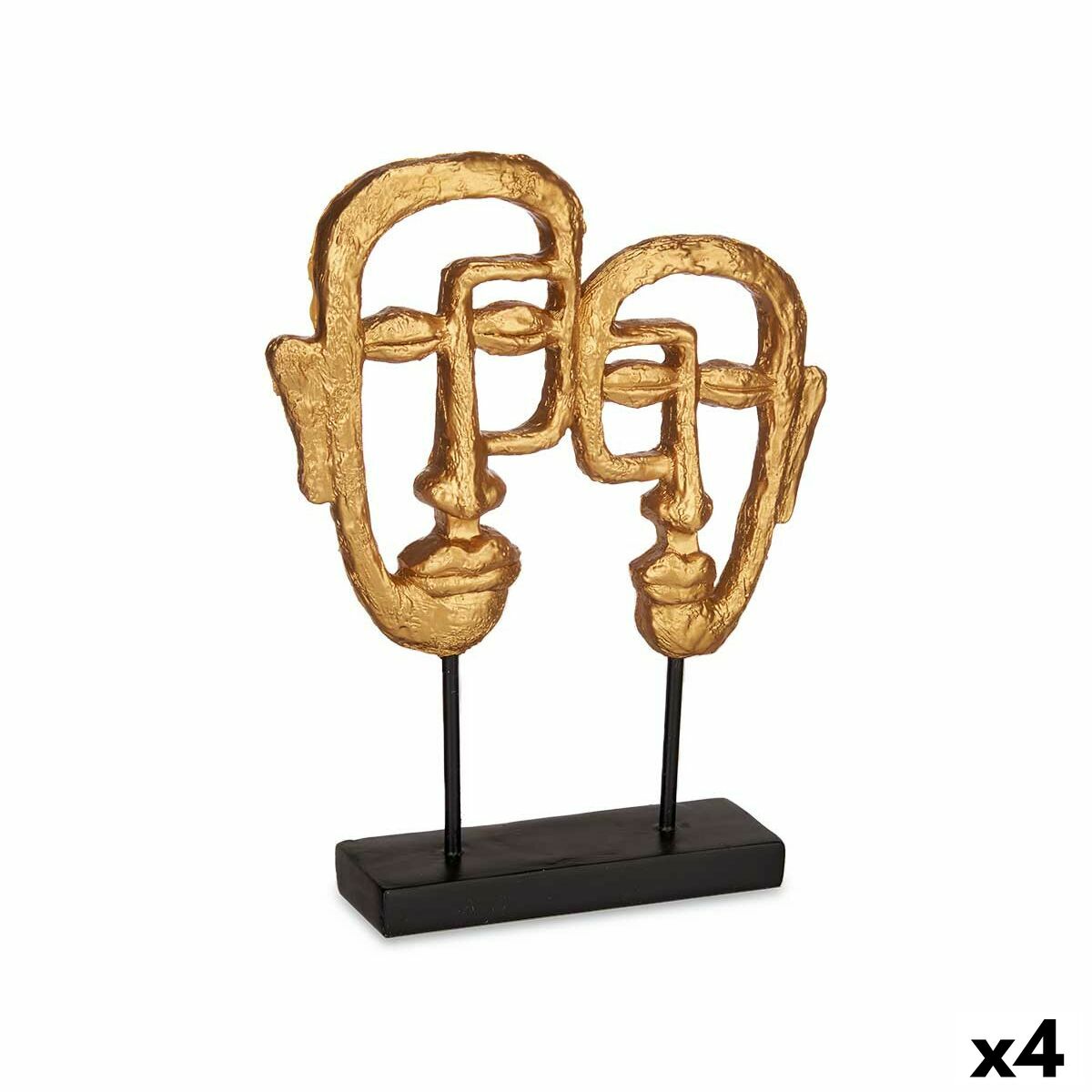 Prydnadsfigur Gift Decor Gyllene Ansikte 27 x 32,5 x 10,5 cm (4 antal)