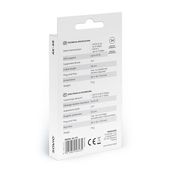 USB till SATA-hårddiskadapter Savio AK-69 25 cm