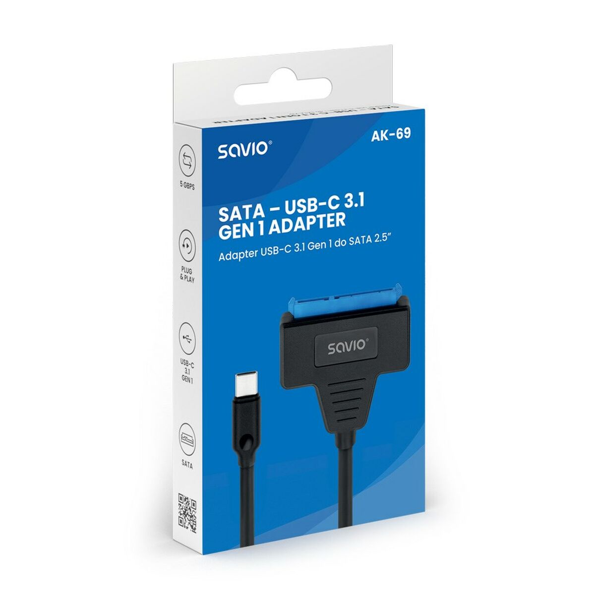 USB till SATA-hårddiskadapter Savio AK-69 25 cm - 3