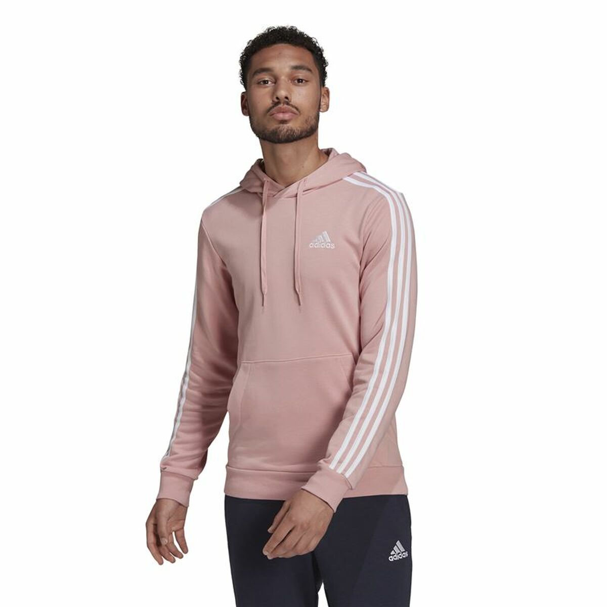 Tröja med huva Herr Adidas Essentials Wonder Mauve 3 Stripes Rosa - 2