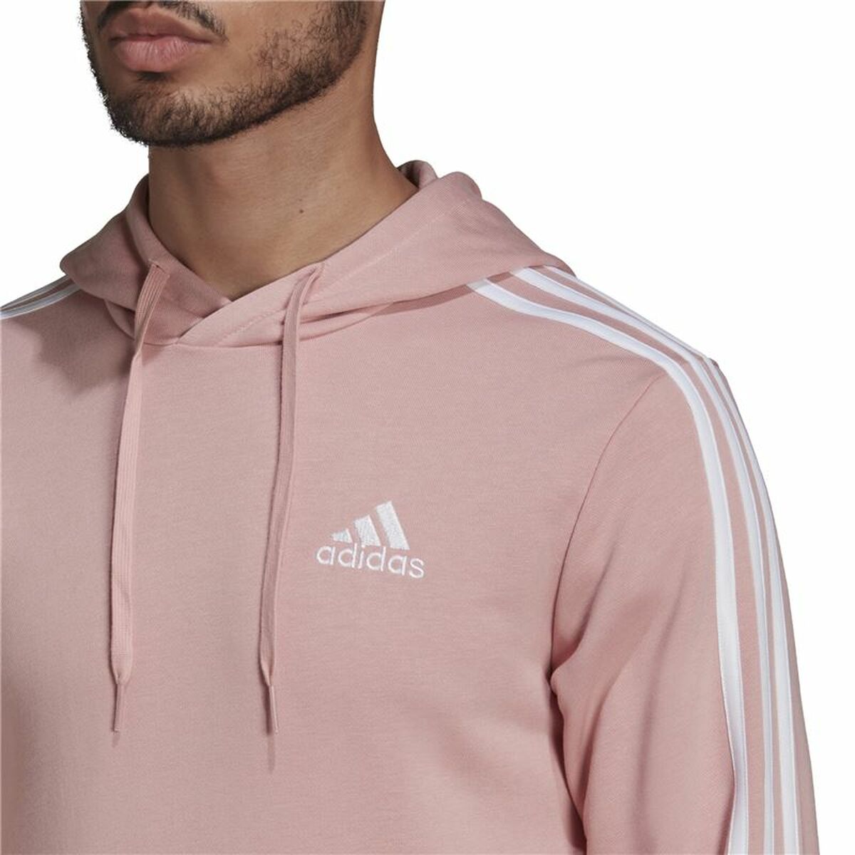 Tröja med huva Herr Adidas Essentials Wonder Mauve 3 Stripes Rosa - 5